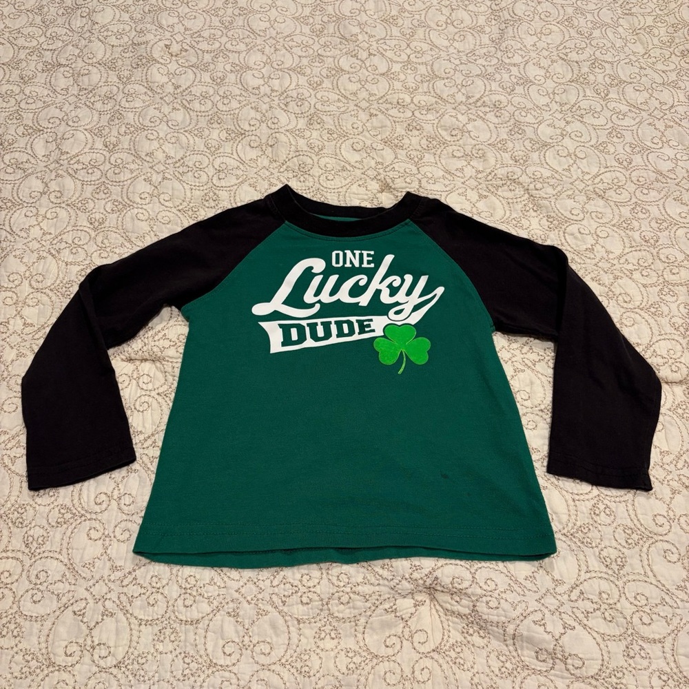 Way To Celebrate St. Patrick’s Day Boys Raglan Tee with 'One Lucky Dude' Size 4T